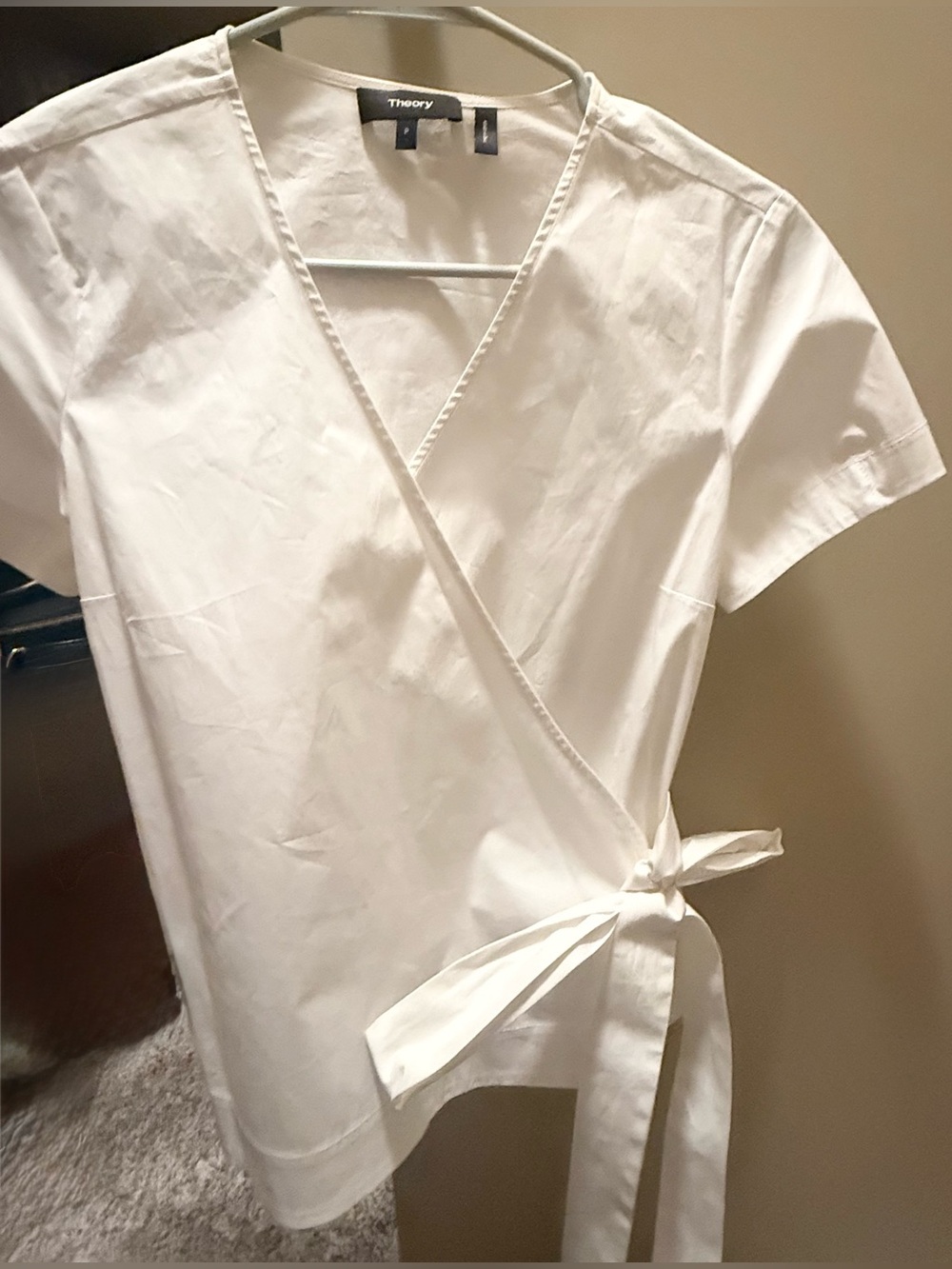 Theory Analice Light Poplin Wrap Top